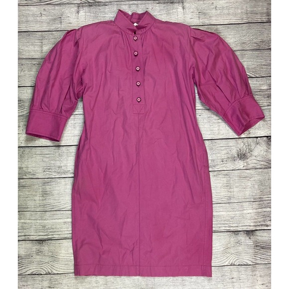 Yves‎ Saint Laurent Rive Gauche Vtg 70’s Peasant Puff Sleeve Smock Dress Sz 44 - Picture 1 of 5